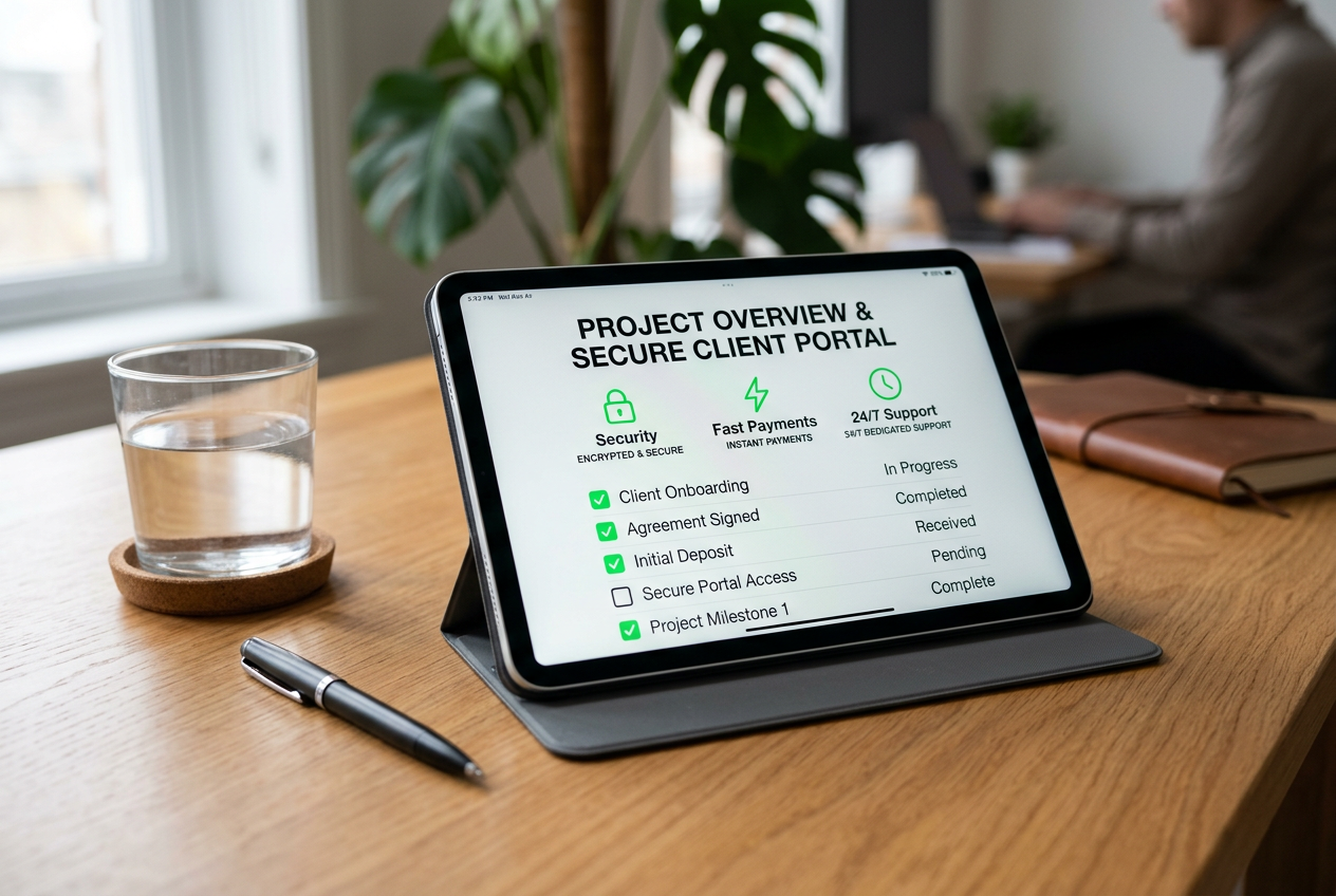 Digital tablet showing evaluation criteria for online services.